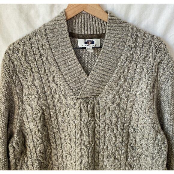 Joseph Abboud Cable Knit V Neck Sweater Pullover Wool Blend Mens Size XL - Picture 2 of 4